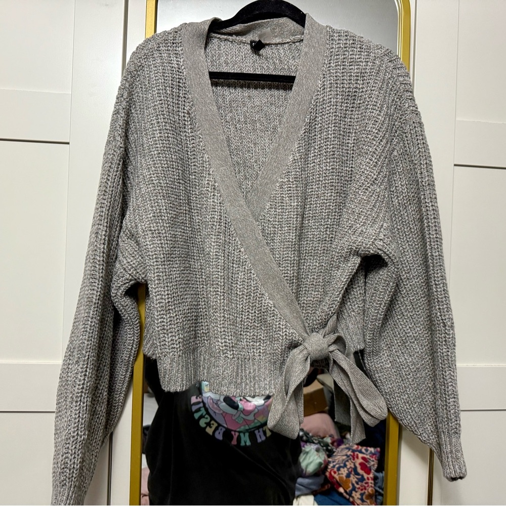 H&M Cozy Gray Wrap Sweater